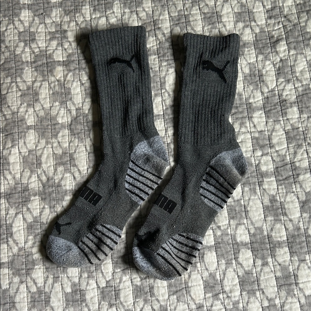 Puma Men's Dark Gray Athletic Crew Socks